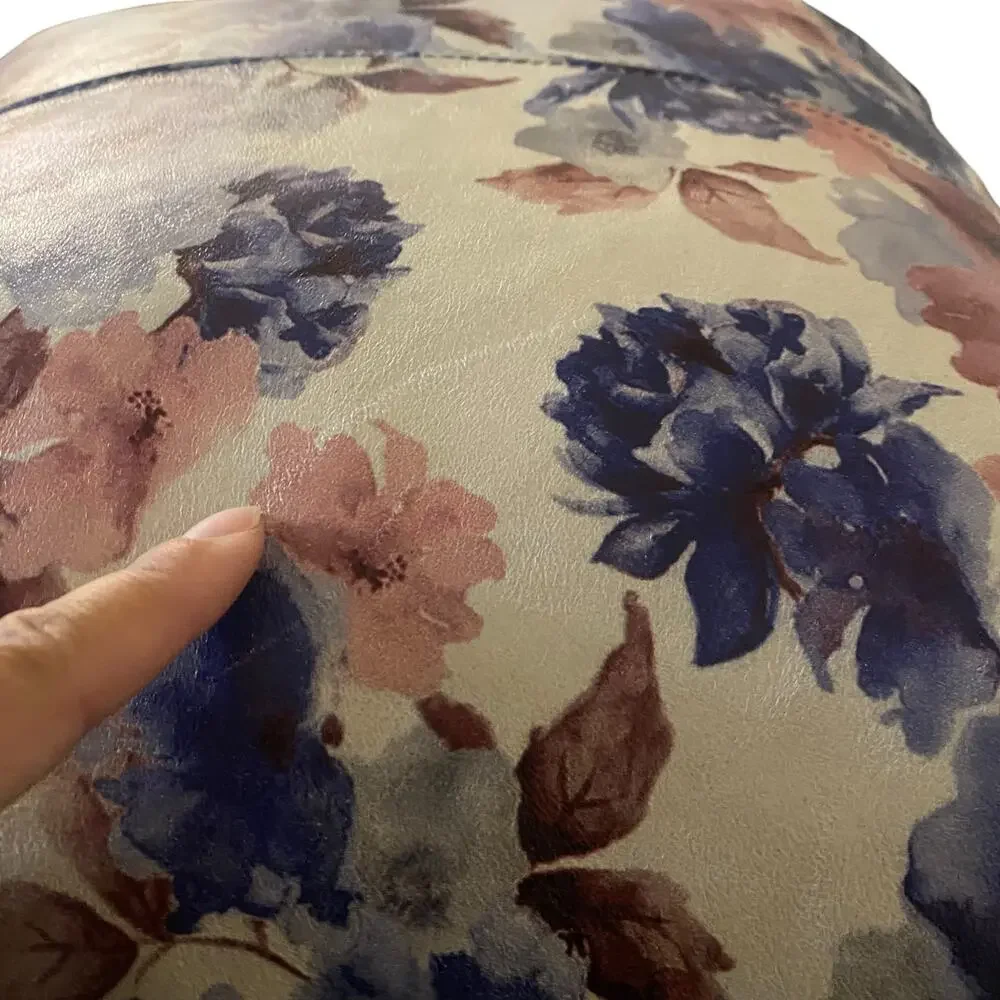 NWT Garuglieri Throw Pillow Floral Genuine Leather Made In Italy Duck Feathers